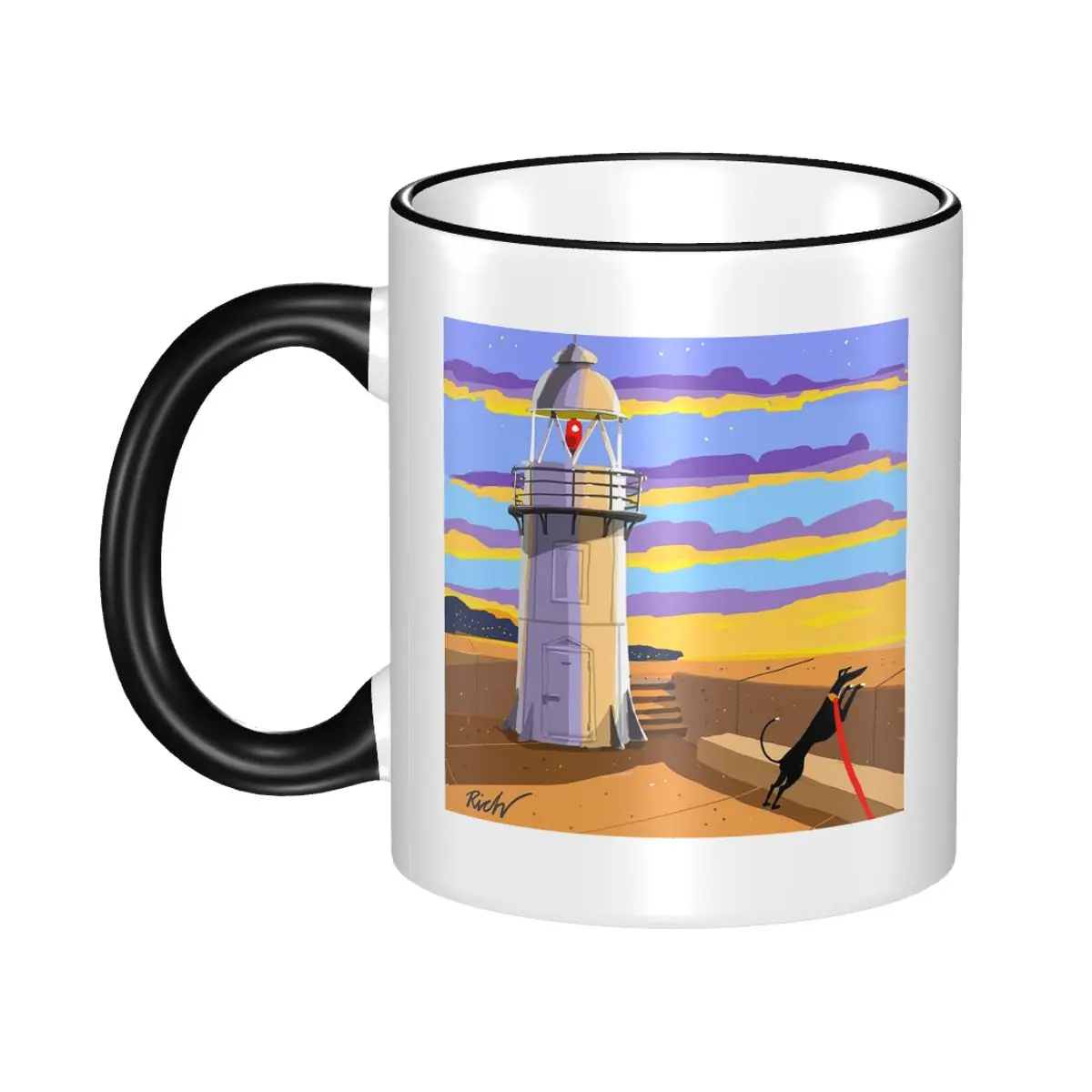 Lighthouse At Sunset Mug Funny Ceramic Coffee Cups Tea Mugs Milk Cup Drinkware Gift for Woman Man