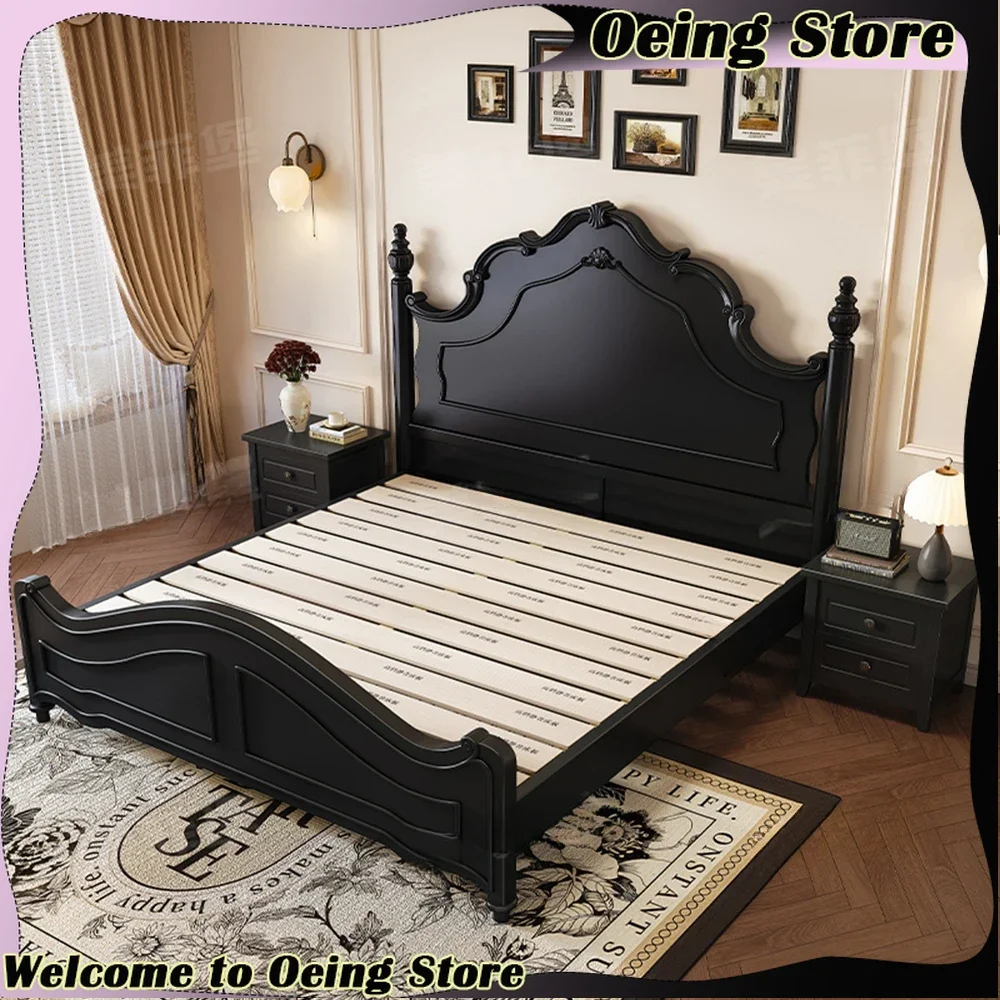

Black Queen Size Bed Aesthetic European Luxury Headboard Bed Drawers Double 180x200 Muebles Para Dormitorio Home Decoration