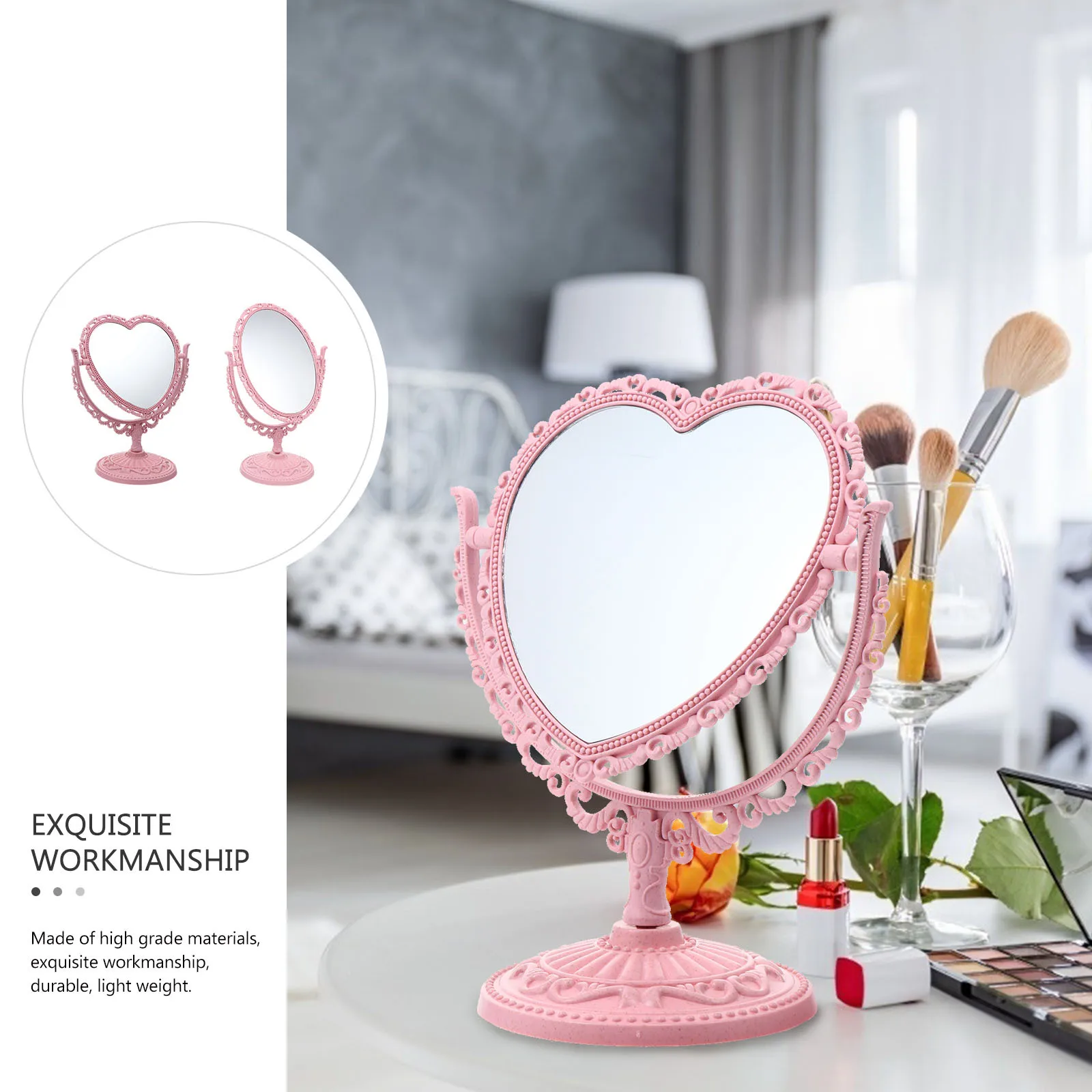 2 szt. Damskie lusterko do makijażu, szerokie zastosowanie, do codziennego użytku, wykwintne wykonanie, odporne na zarysowania, przenośne lusterko biurkowe.