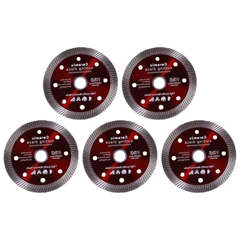 t19c-for-angle-grinder-cutting-disc-set-5pcs-turbo-disc-for-porcelain-tile-ceramic-marble-heavy-duty-construction-saw-blades