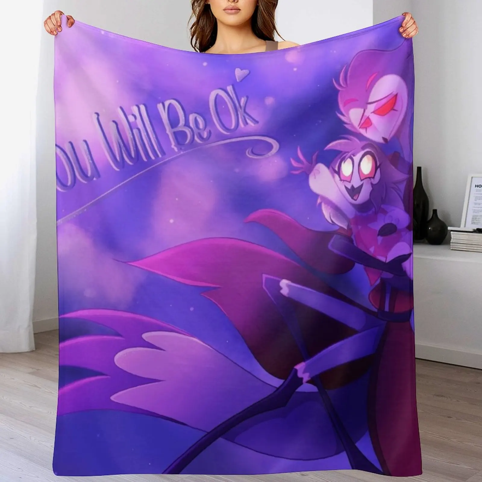 

Stolas and Octavia- Helluva Boss Throw Blanket Foldable Soft Warm Blanket for Outdoor Use
