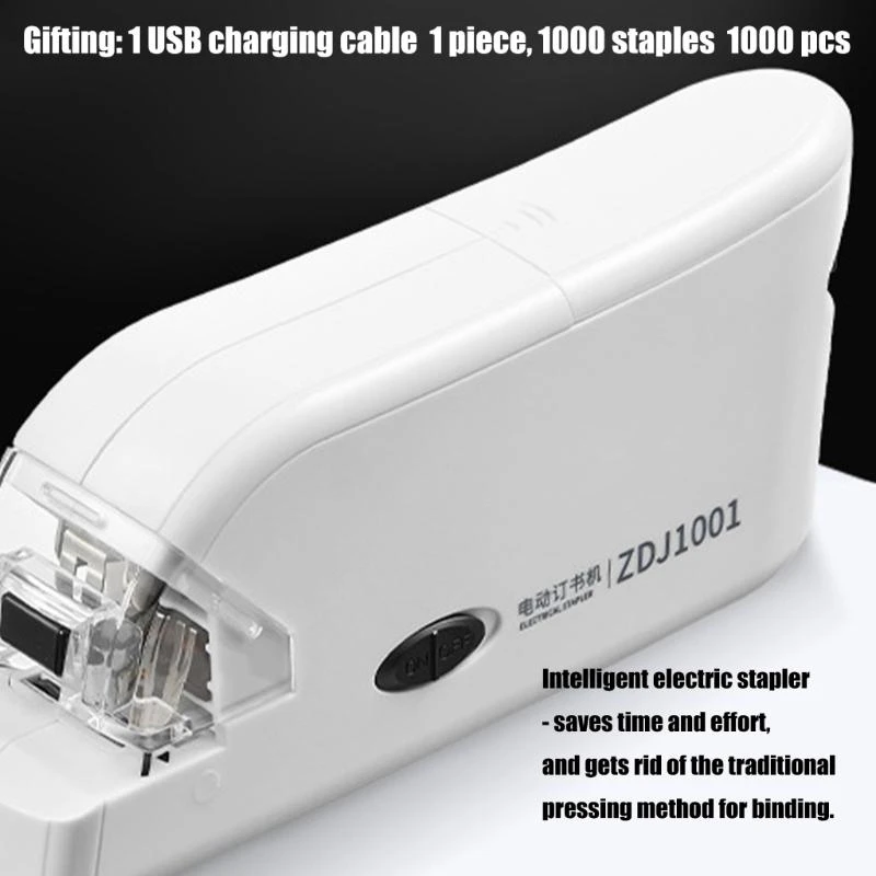 Portable Electric Stapler Rechargeable Battery Powered Automatic Binding Machine 