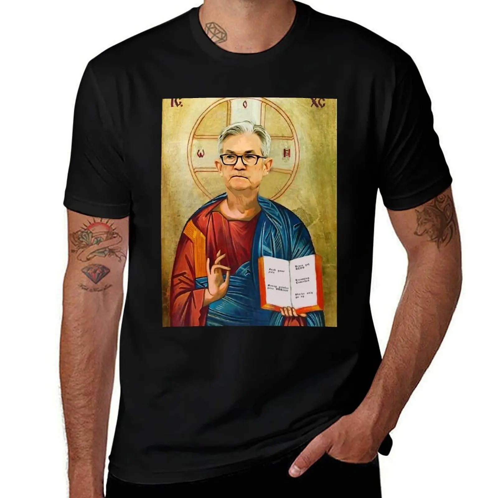 Wall Street Bets WSB Reddit Jerome Powell JP JPOW Fed Holiness Money go Brrrr T-Shirt Plus Size Gym Sports T-Shirt