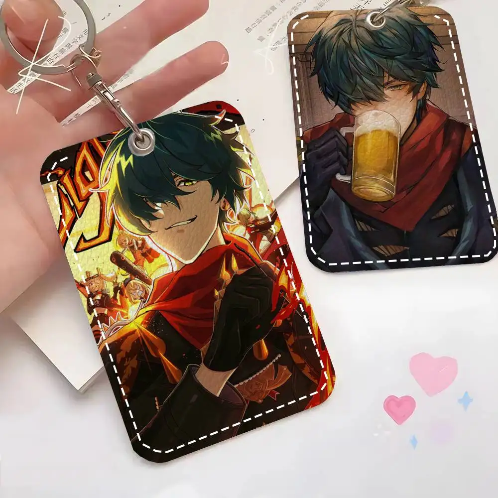 Lighter Animated Game Zenless Zone Zero Card Case Keychain Access Card Bag Key Tag Ring Leather Card Holder Key Ring Access