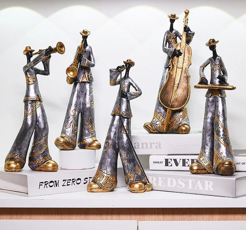 Retro Style Music Saxophone Bookcase Ornament Resin Miniature Figurines Resin Craft  Living Room Home Decor Accessories