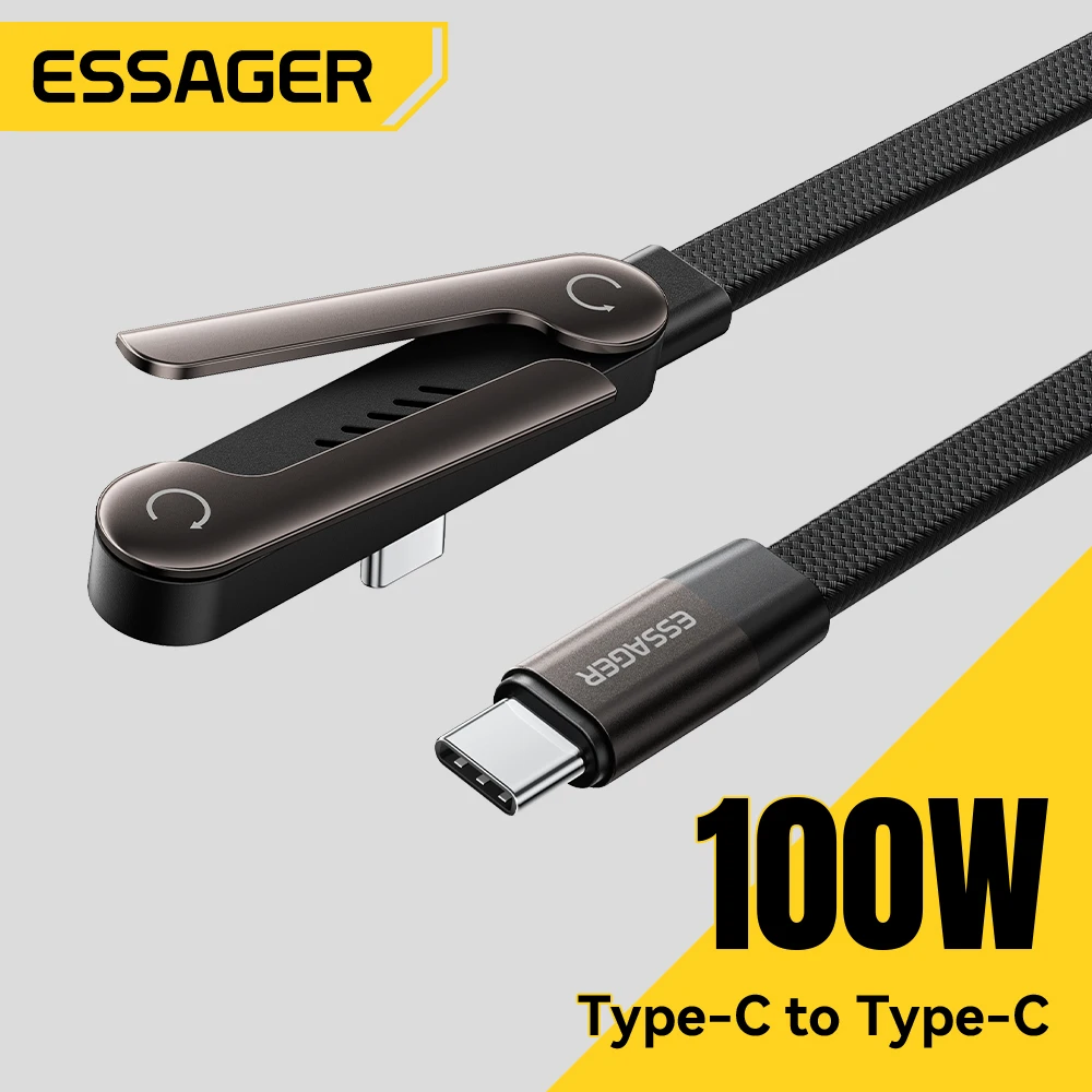 Essager 100W Typ-C Kabel Faltbarer Telefonhalter Kabel PD Schnellladung für iPhone 17 16 15 Pro Max Macbook Samsung Huawei Xiaomi
