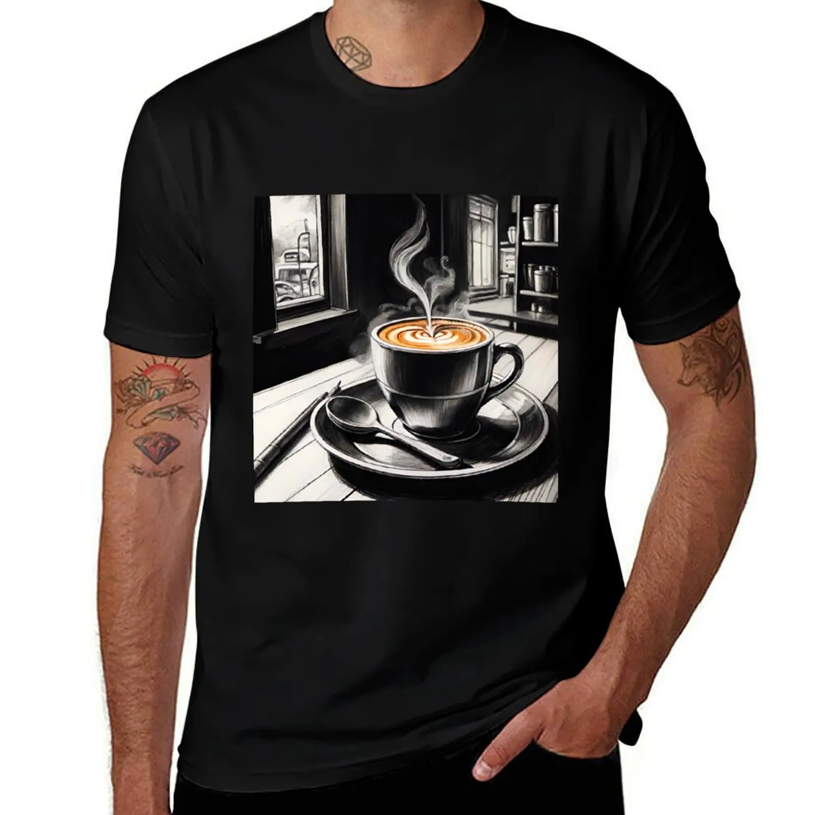 

Coffee Shop Vibes: Cozy Atmosphere and Aromatic Brews T-Shirt Luxury man custom t-shirts Men's clothing