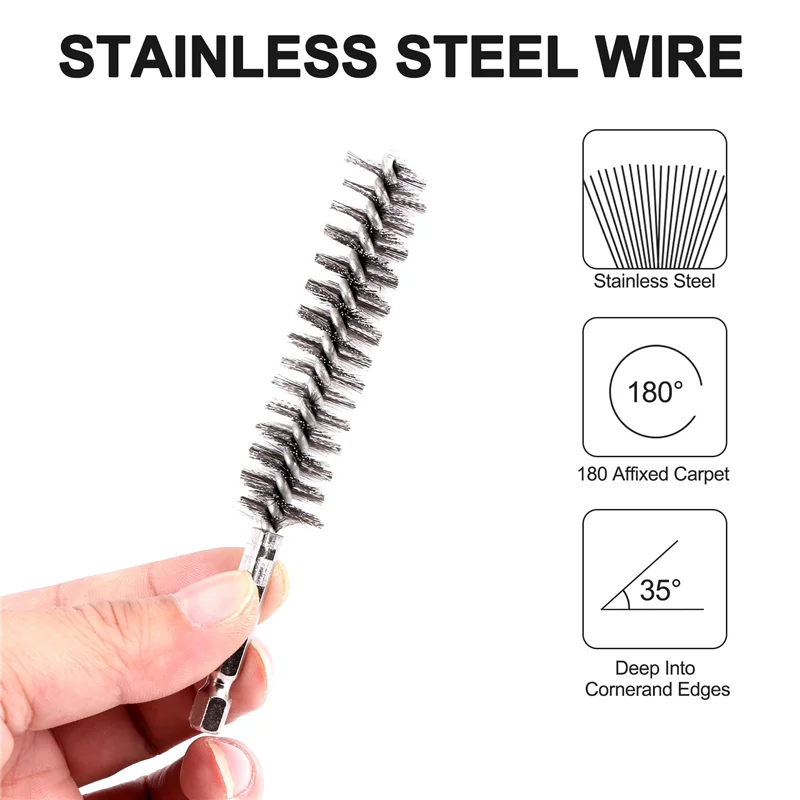 6 Pieces of Drilling Brushes, Twisted Wire Stainless Steel Cleaning Brushes of Different Sizes,for Electric Drill Impact