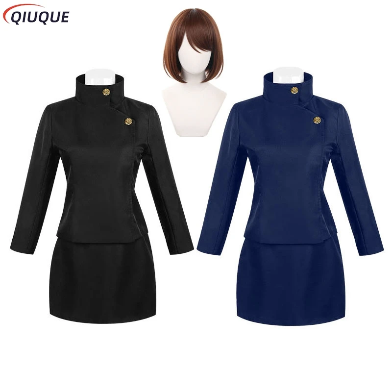 

Ieiri Shoko Cosplay Costume Wig Women Fancy Suit Anime Halloween Carnival Outfit Black Blue Uniform S-3XL