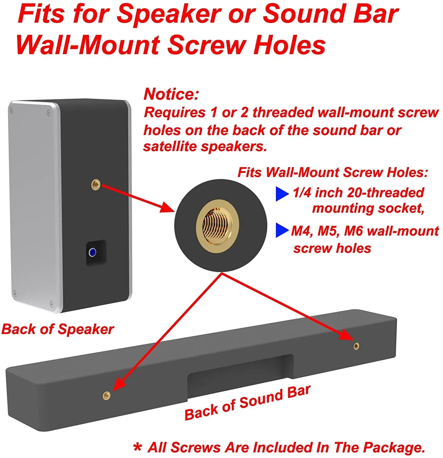 Wall Mount Bracket Drilling Speaker Holder for Vizio Soundbar S3820W-C0 SB3851-C0 SB4051-D5 S5430W-C2 SB3651-E6 S2920W-C0