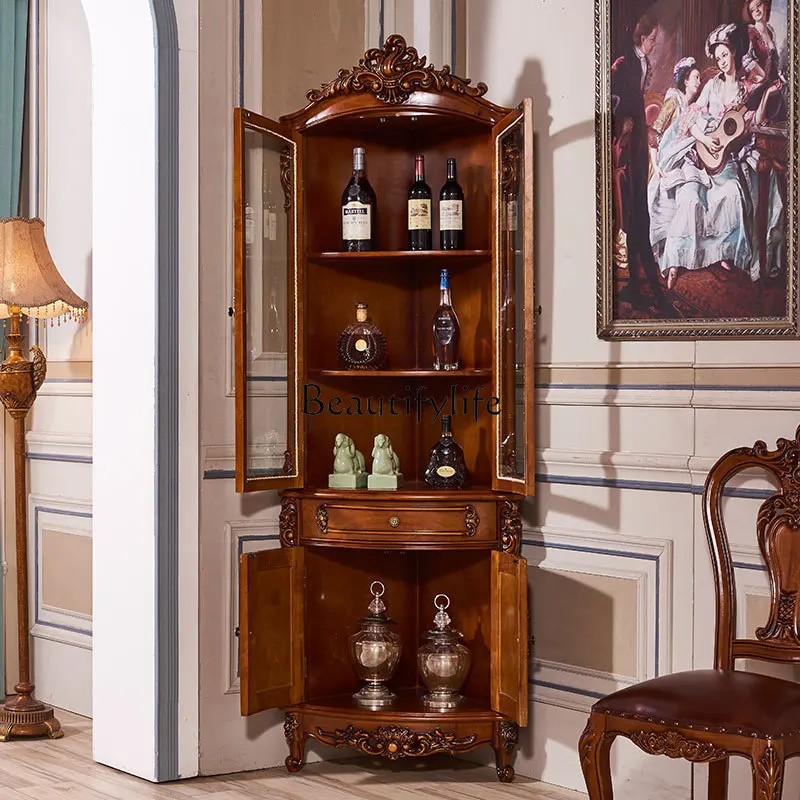 European-Style Wall Cabinet American Country Dining Room/Living Room Storage Corner Cabinet Floor Cabinet Fan-Shaped Wine