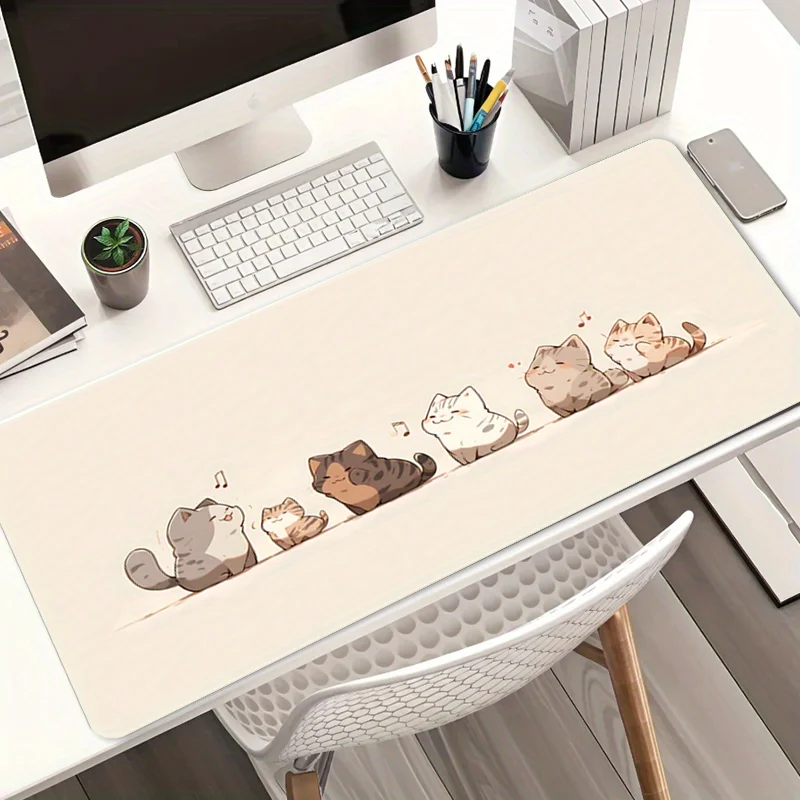 

The cute cat mousepad has an anti-slip rubber base with a sewn edge that is washable It is suitable for both families and gamers