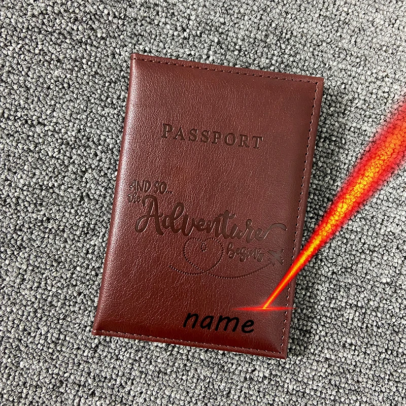 New Customized Name Passport Cover Laser Engarving Names Number Passport Holder Adventure Travel Wallet Card Holder