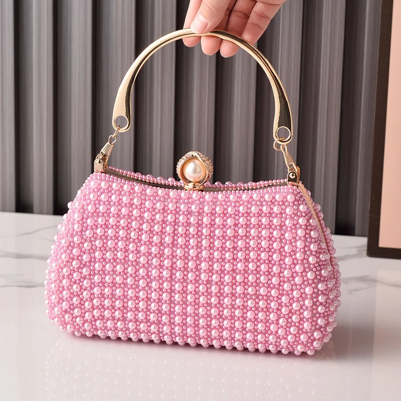 

2025 Elegant Pearl Evening Bags For Women Luxury Vintage Dinner Bags Party Wedding Clutch Chain Pearl Purse Handbags