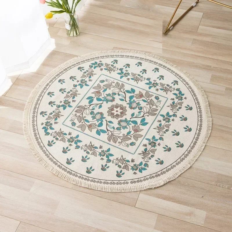 Bohemian Round Rug Woven Round Floor Mat Coffee Table Rug Nordic Home Decor Bedroom Cloakroom Dresser Rocking Chair