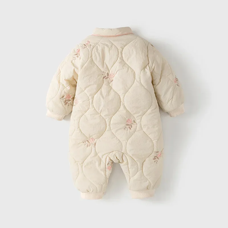 2024 Korean Baby's Winter Clothes Cotton-Padded Coat Outfit National Style Fleece-Lined Body-Suit for Girls and Babies Costume