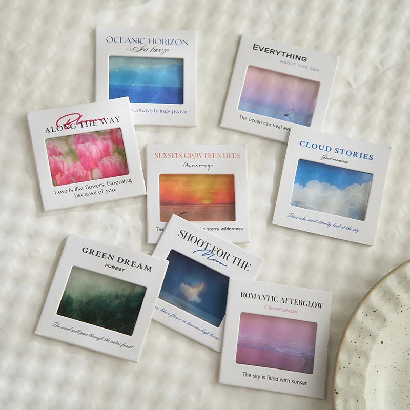 Translucent Landscape Film Bookmark Aesthetic Book Page Reading Accessories DIY Decorative Card Pendant Keychain