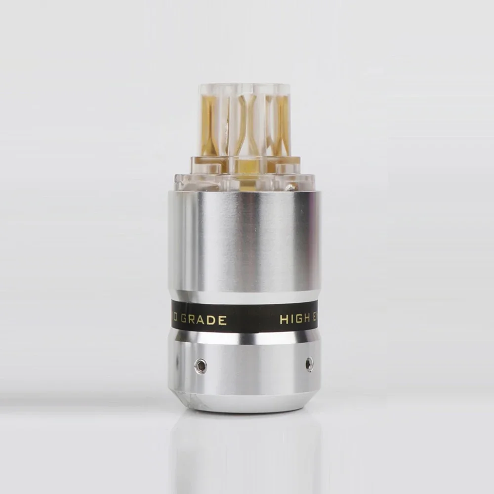 P080ETG 1 Pair HiFi Audio Transparent 24K Gold Plated Power Cable Schuko/EU Power Plug Extension Adapter