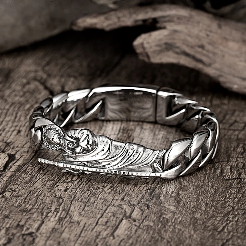 

Male 316 Stainless Steel Saint Jude Bracelet Man's and Woman Religious Belief Classic Cuba Bangle Male Cast Retro Punk wristband