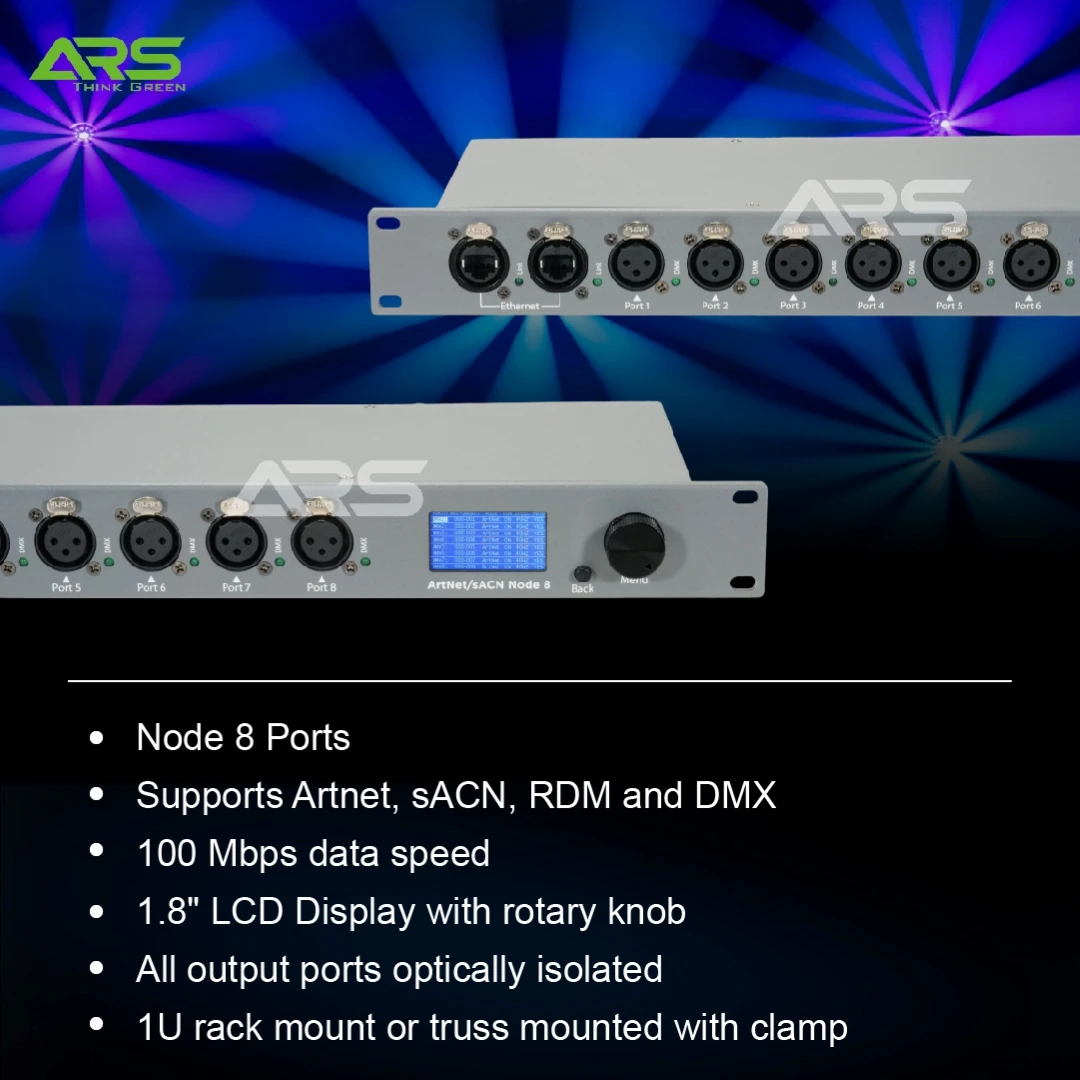 ArtNet-DMX Node 8 universes Artnet to DMX Converter DMX 512 Controller For LED Stage Light Club DJ bar disco wedding party