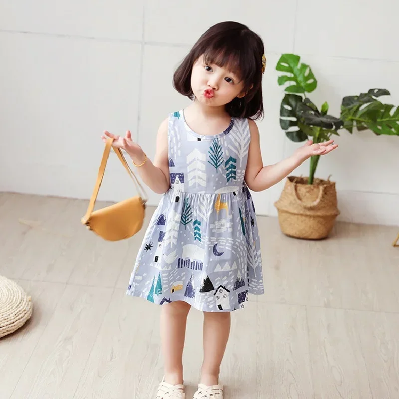 Girl Dresses Cotton Children clothing Summer Kids Clothes Dresses For Girls Party Princess Fashion Outfit cartoon Beach Dress