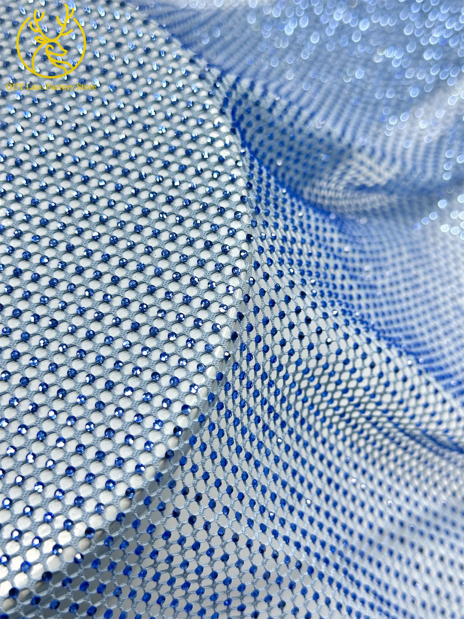 Modischer Österreichischer Diamant-Spitzenstoff 2026 Hochwertiger Kristall-Verzierter Stoff für Afrikanische Abendkleider Nähstoff – Detail 12