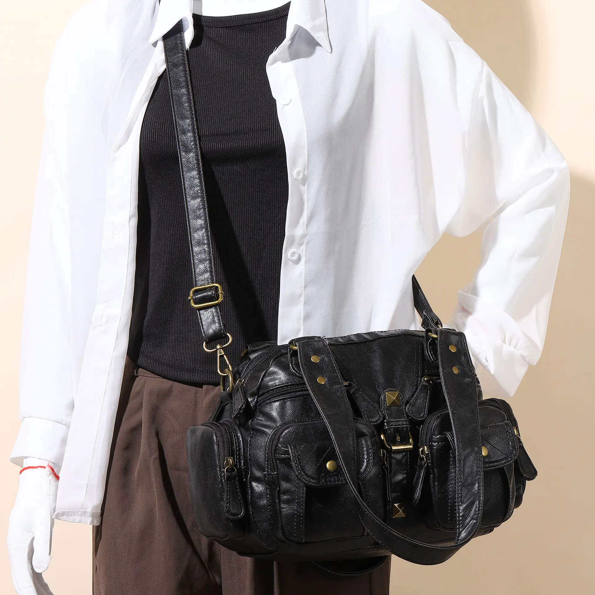 

Women Small Handbags Satchel Top-handle Handbag PU Shoulder Bag Fashion Dumpling Pack Multi-pockets Shoulder Bags