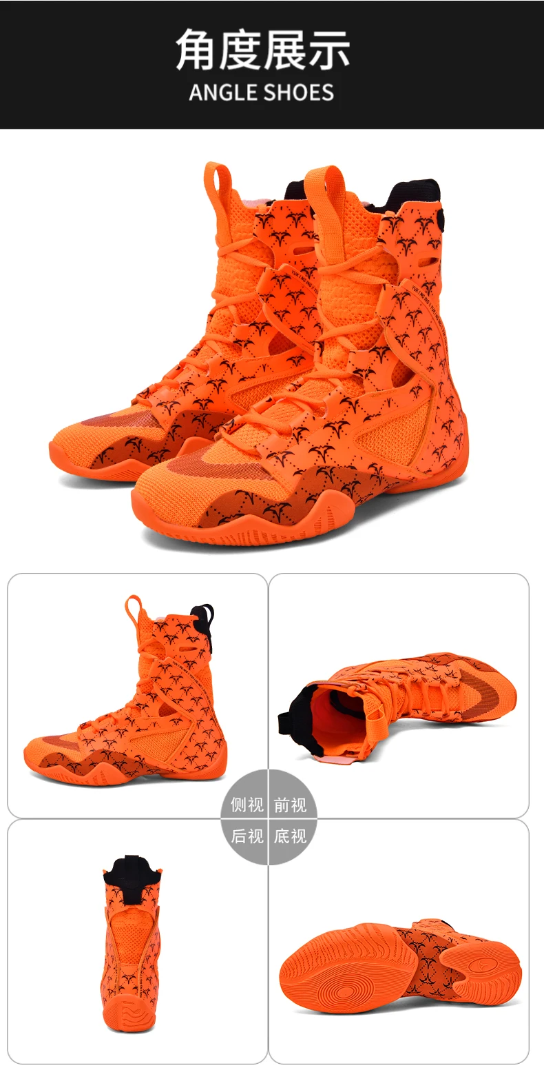 Herren Rutschfeste Boxschuhe Komfortable Kampf- und Ringkampfschuhe Leichtgewichtige Übergrößen High-Top Professionelle Ringerschuhe für Training – Detail 21