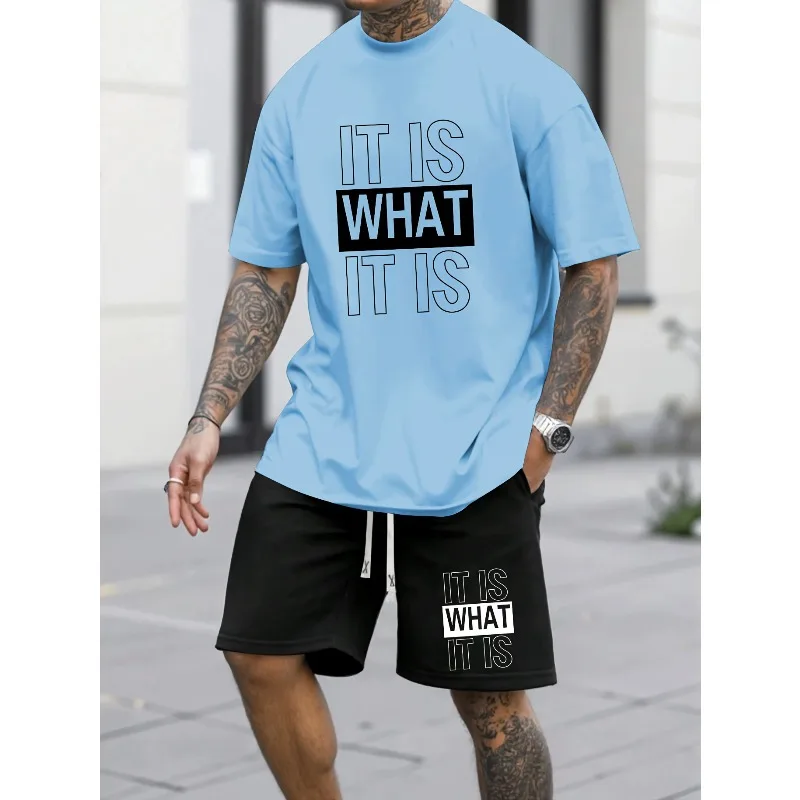 

2025 Casual Suit Men's Summer American 3D Printed Short Sleeved Shorts Summer Outfit Cool Matching