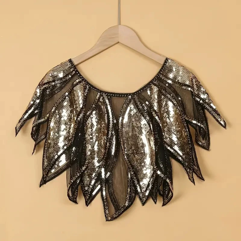 Vintage Geometric Embroidered Inelasticity Shawl Flying Wave Beaded Sequin for Women Formal Party Weddings Harlem Night