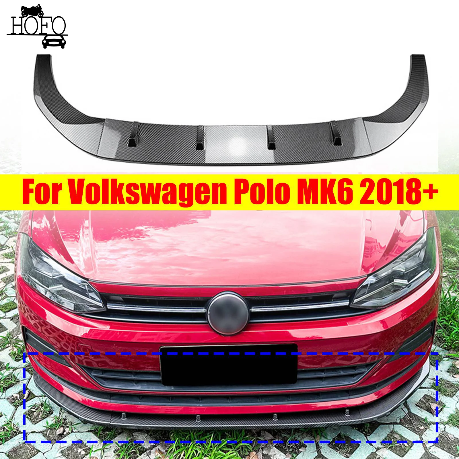 

MK6 Car Front Bumper Canard Lip For VW Polo MK6 GTI 2019-2022 Splitter Diffuser Lower Bumper Canard Lip Tuning Lower Splitter