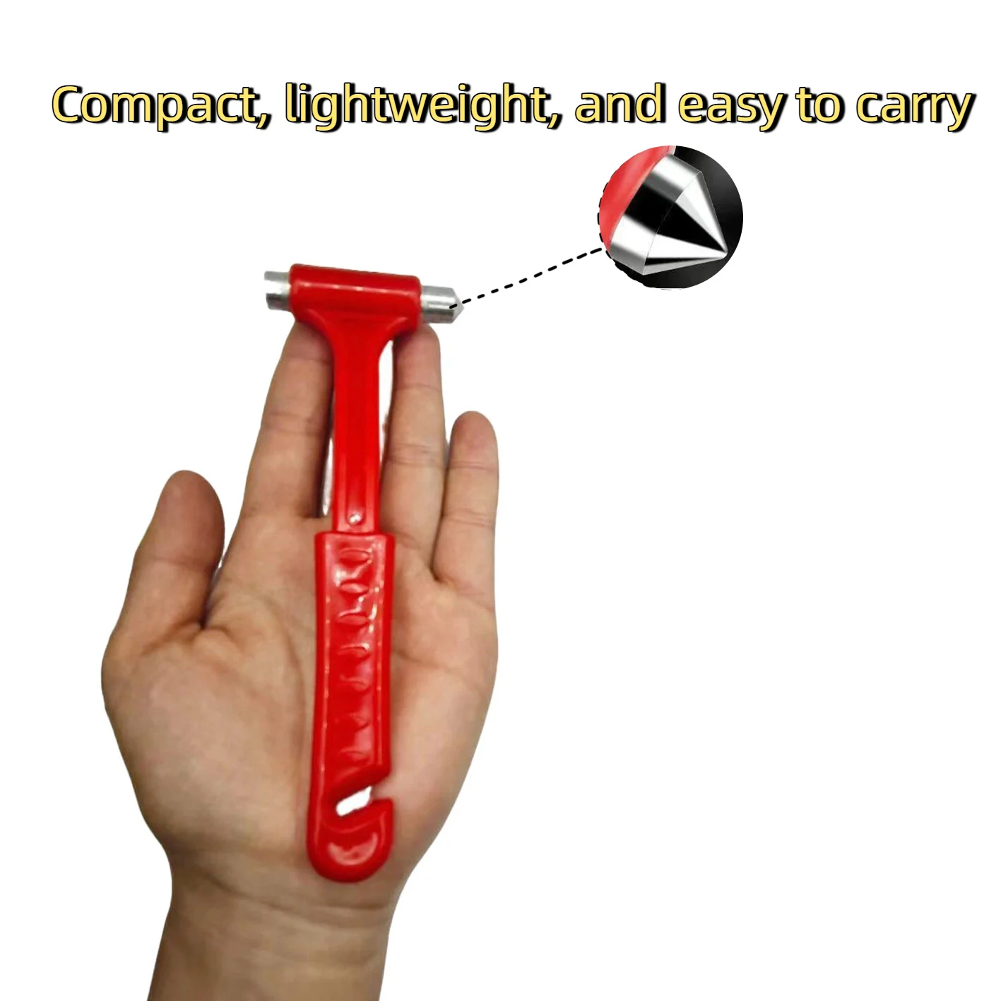 Red long-handled window breaker, suitable for cars, trucks, and boats, emergency escape and rescue equipment