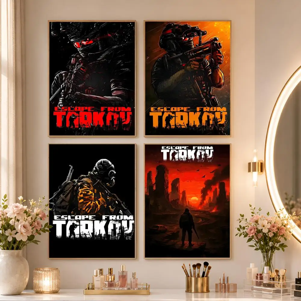 Games Escape From T-Tarkov Poster Matte Self-Adhesive Wall Art Print Living Room Bedroom Home Wall Decor