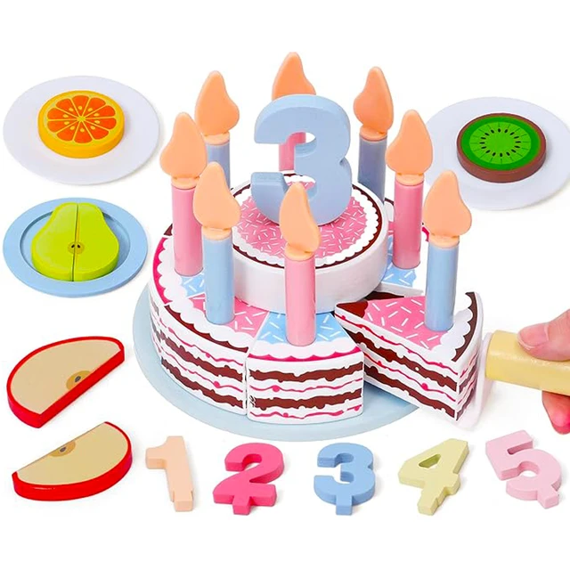 Drewniane zabawki do ciast Zestaw kuchenny Zestaw do udawania jedzenia Zestaw do krojenia jedzenia dla dzieci Montessori Nauka Edukacyjne zabawki imprezowe