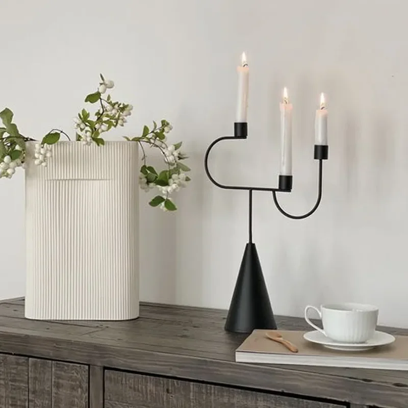 Modern Minimalist Creative Art Candlestick Holder Sculpture Ornament for Living Room Dining Room Hallway Porch Home Decor