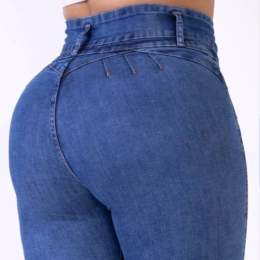 Imagem -04 - Jeans Jeans Azul Elástico de Cintura Alta Feminino Calça Justa Confortável Jeans Slouchy Elegante Outono 2023