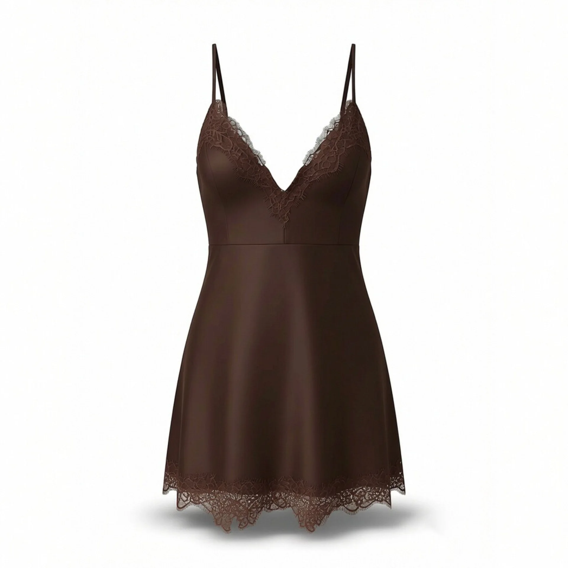 

Withered Fashion two-color lace decorative camisole V-neck dress Woman Clothes Dress Elegant Party Dresses Vestidos Women Dress