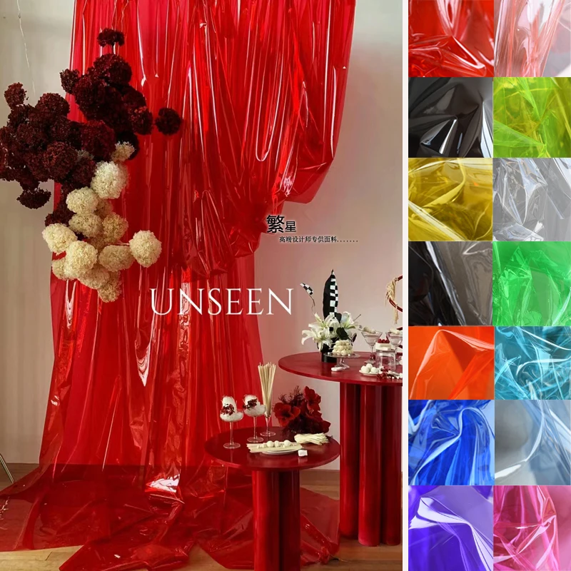 TPU Waterproof Fabric for Diy Sew Bag Photo Background Fabrics Wedding Stage Ceiling Transparent Decorative Cloth