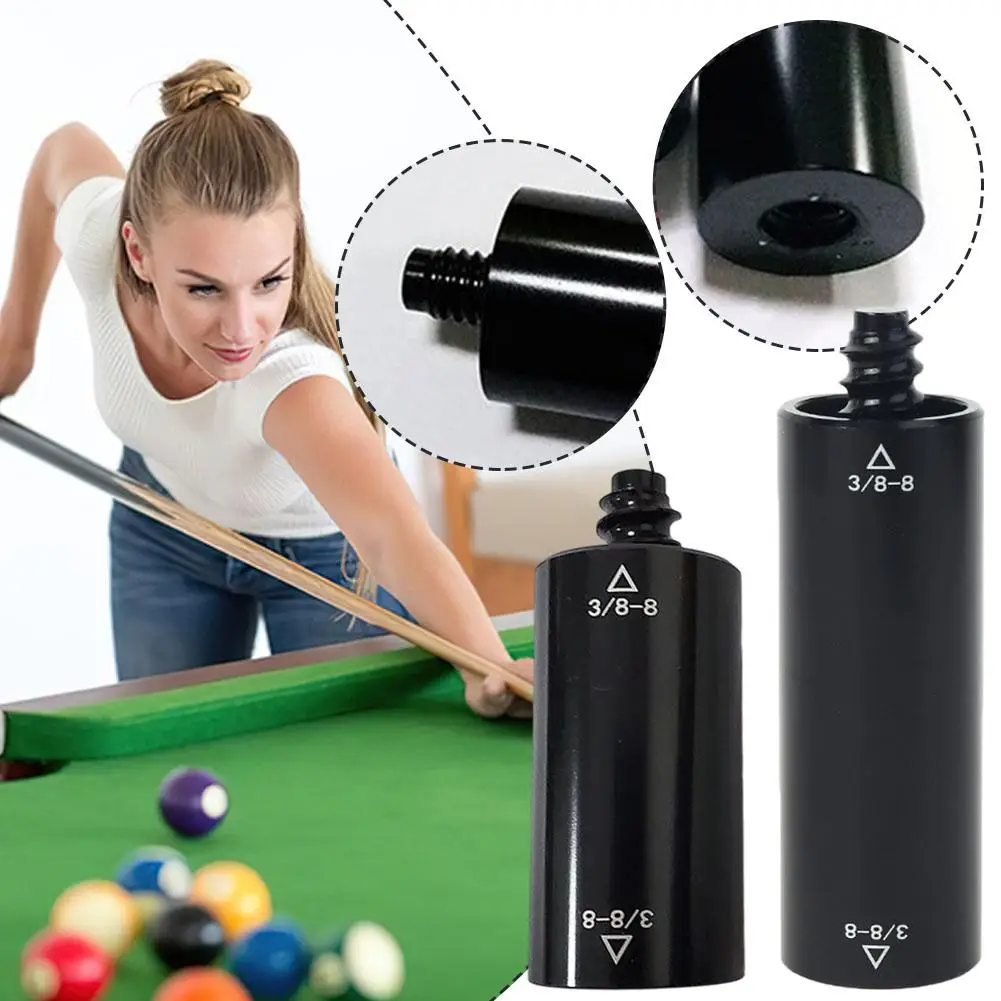 Billiard Pool Cue Aluminum Extension Adapter 3/8-8 Teeth System Black Middle Shaft Extender for Cue Sports Accessories