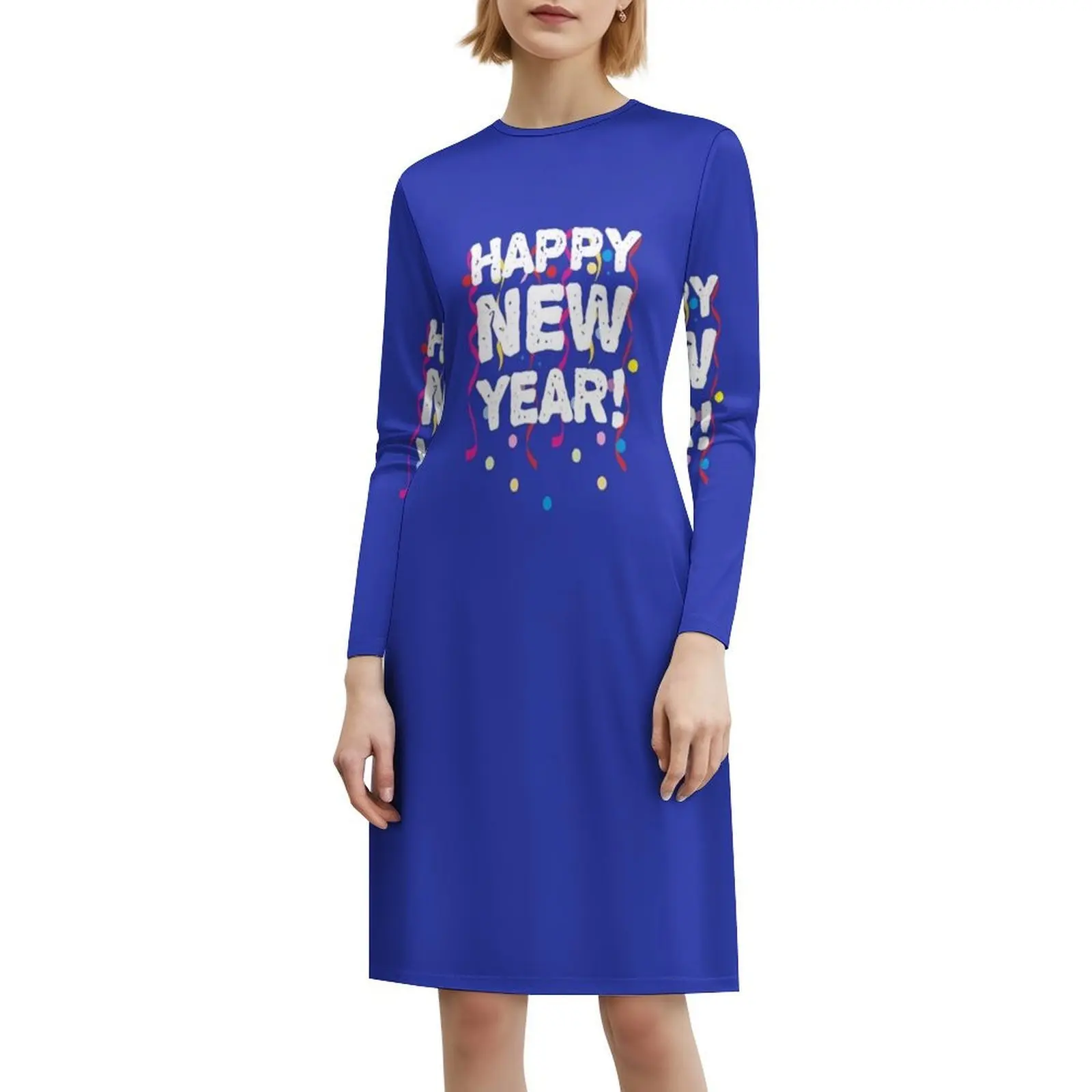 سنة جديدة سعيدة مشرق النثار نمط Preppy فستان قصير للنساء ألف خط فضفاض صالح فستان يوم غير رسمي سنة جديدة سعيدة السنة الجديدة #6