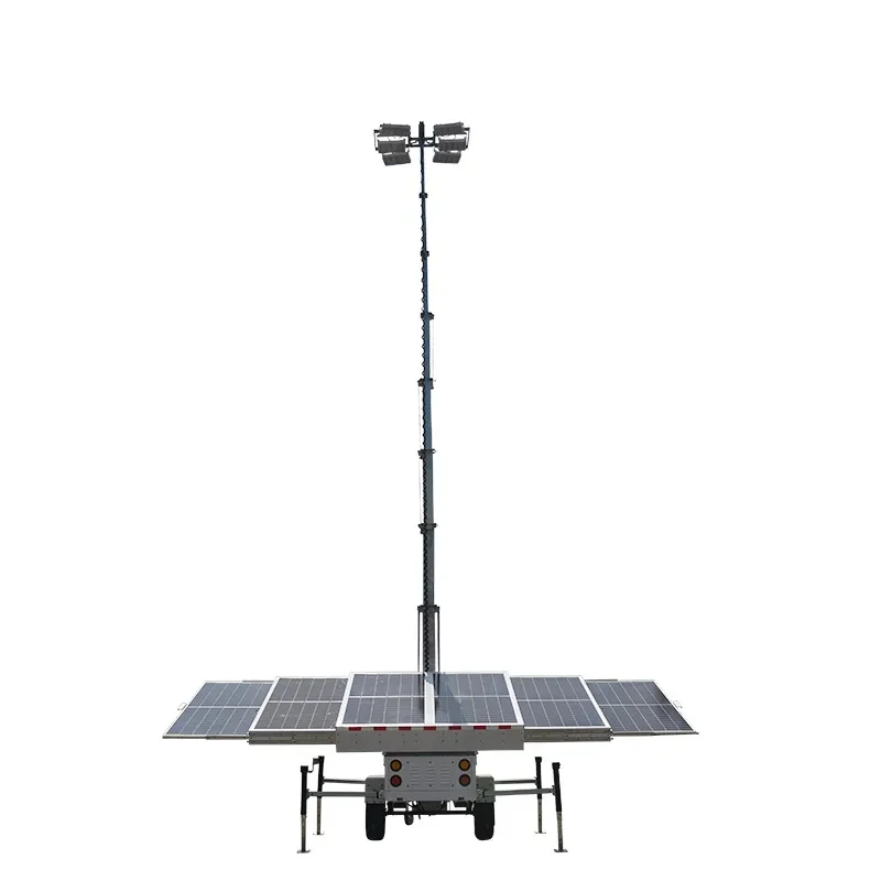 Customized 12M Mast Height Renewable Energy Mobile Solar Light Tower Trailer for Outdoor Emergency Rescue