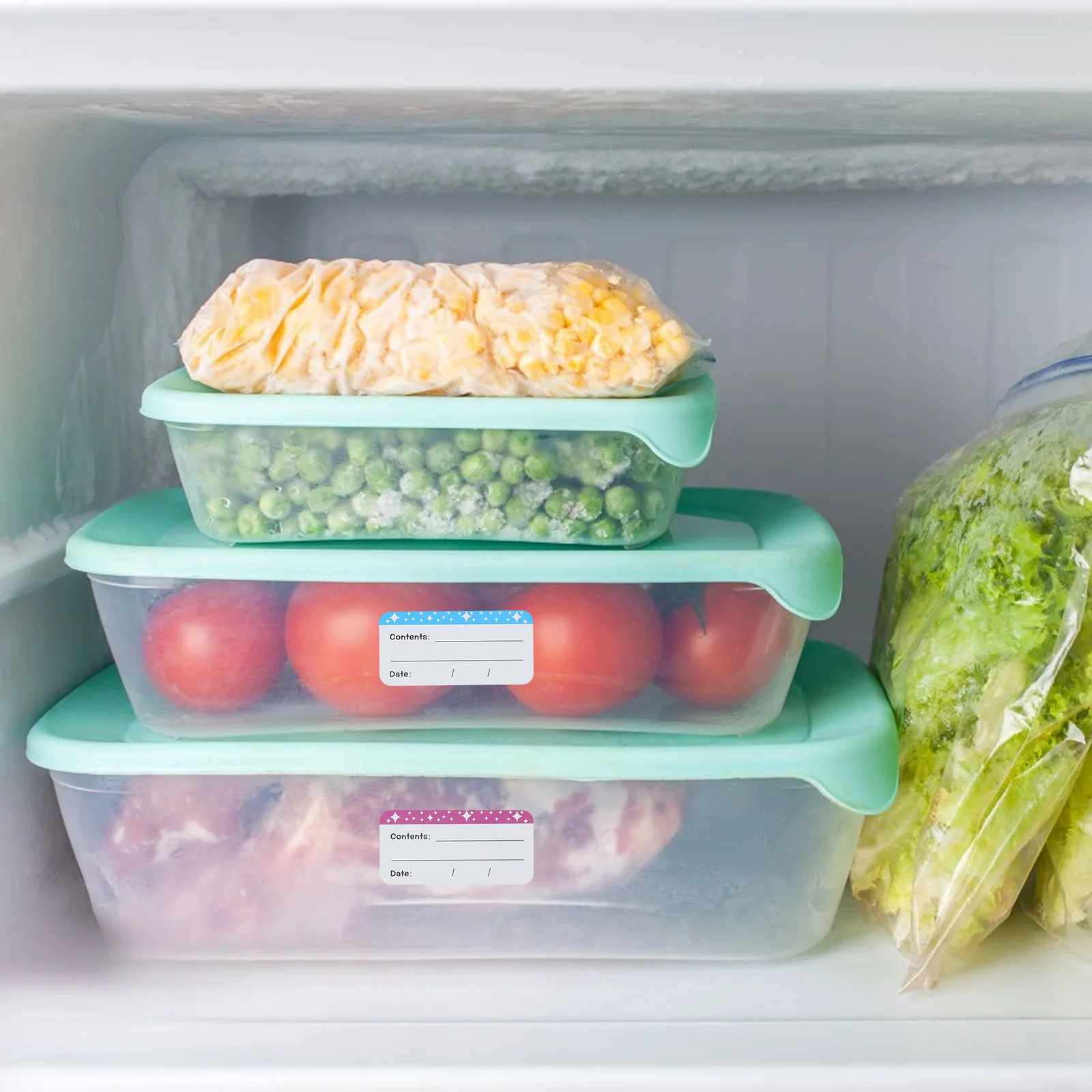 

50 Sheets Removable Waterproof Freezer Labels Food Date Stickers for Pantry Containers Refrigerator Organization