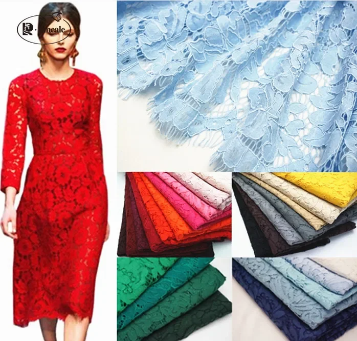 1.5*1.5meters Embroidery Eyelash Cotton Lace Fabric French Cord Lace Cloth African Guipure Lace For Party Wedding Dress  RS980-2