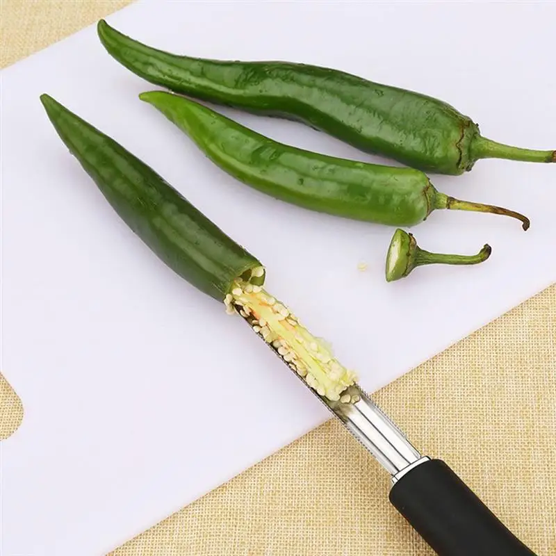 1Pc  Stainless Steel Melon Fruit Heart PumpCorer Remover Kitchen Pepper Carrot Removing Zucchini and eggplant digger Bbq Tools