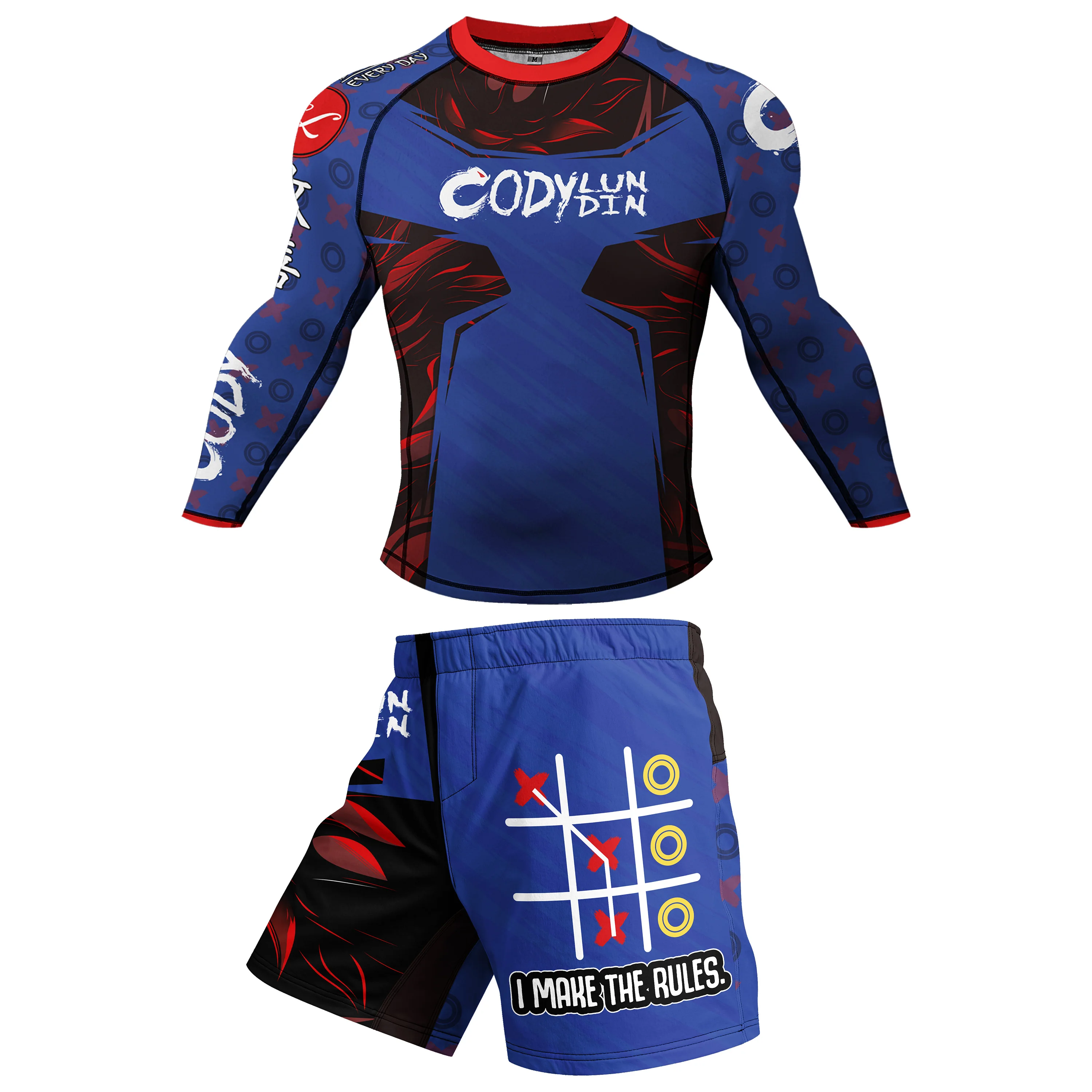 Good News Anti Rubber Slip Rashguard Printed Compression Shirt Long Sleeve Mma Custom Logo Polyester Sublimation Rash Guard Set