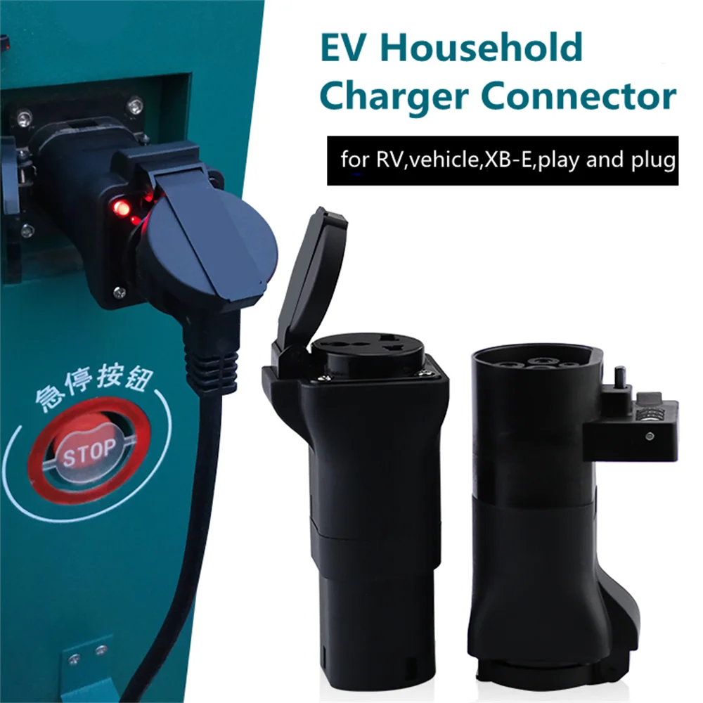 

16A 220V EV Household Charger Connector Universal Double Head Conversion Plug Adapter Extension AC Post Line SAE J1772 IEC 62196