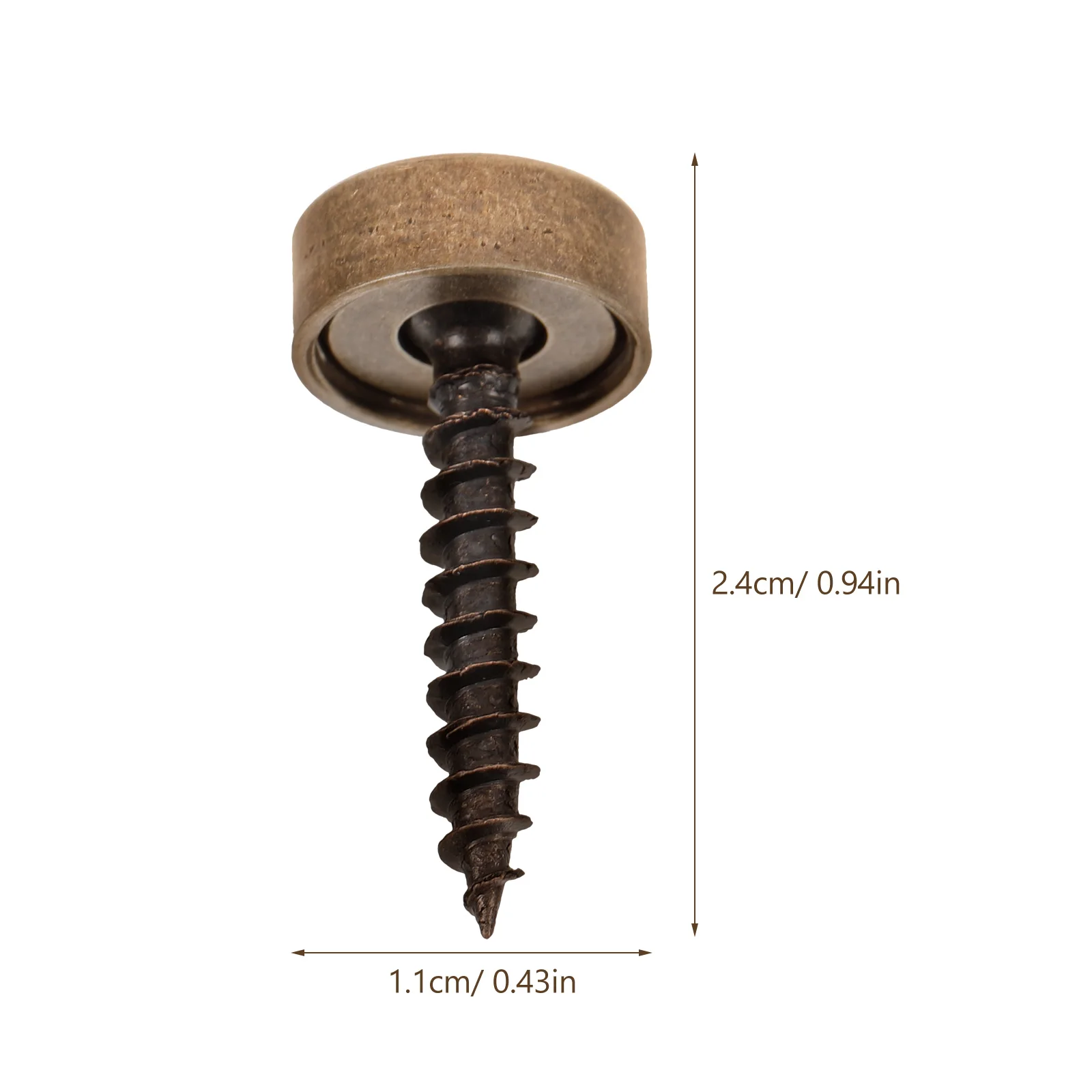 8pcs Brass Screw Cap Circle Decorative Nails Mirror Fixing Screws Cover Bronze Self-Tapping Screws Hardware Tool