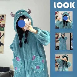 Sleepwear Animal Cosplay Pajamas Nightwear Robes Flannel Nightdress Women Coral Fleece Warm Nightgowns Plush Warm Thicken