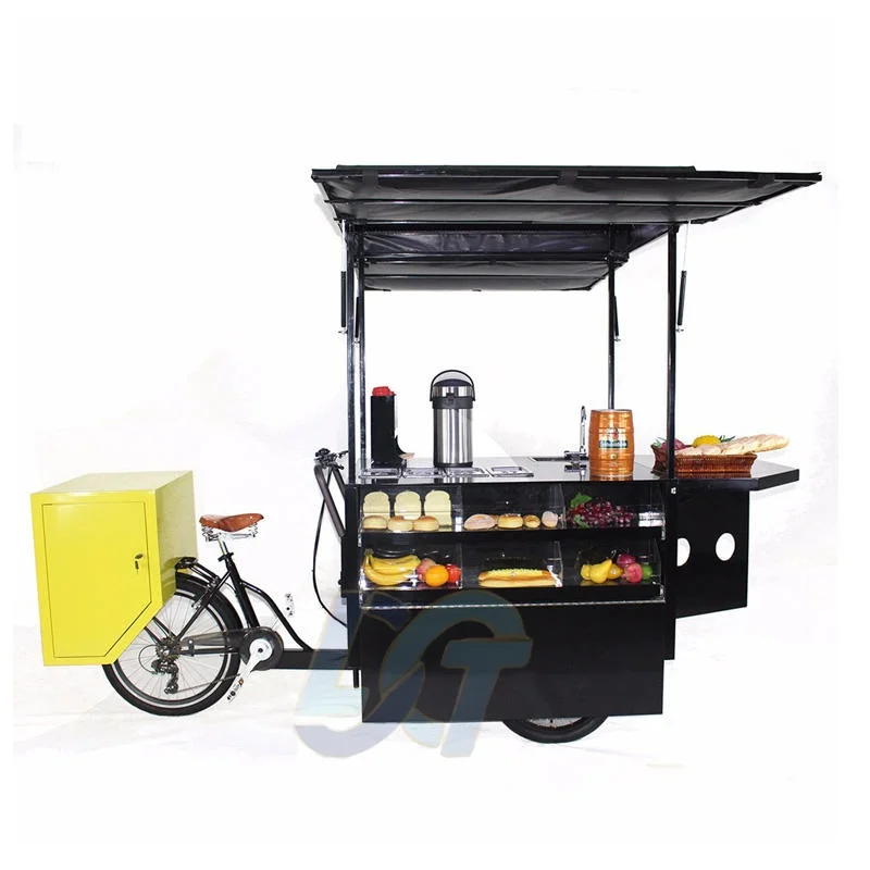 Mobile Fast Food Tricycle Electric with Freezer Cold Drink Coffee Cart Trailer with 500w Motor