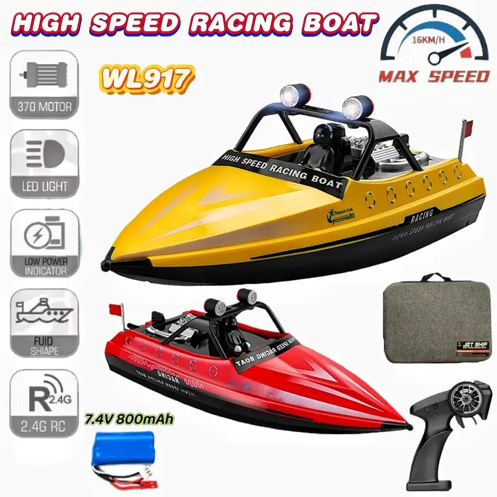 Nieuwe WLtoys WL917 RC-boot, 2,4 GHz, 16 km/u, mini lichtgewicht hoge snelheid ​ ​ Elektrisch bootmodel, speelgoedcadeau voor jongens met LED
